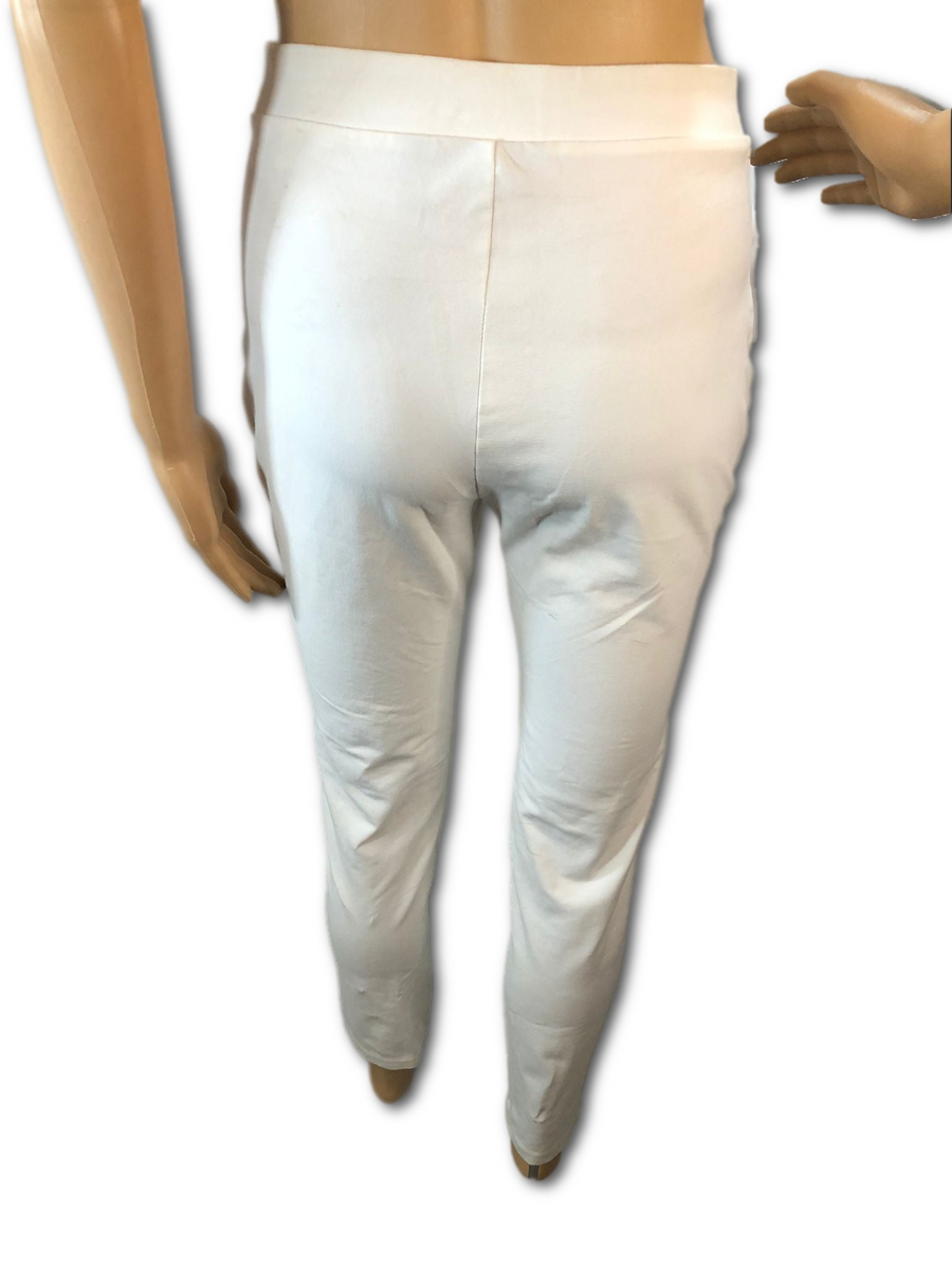 White Slim-Leg Stretch Pants with Zipper Pockets - XXS – Wholesale Bidder