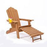 Oversized Folding Adirondack Chair with Pullout Ottoman & Cup Holder