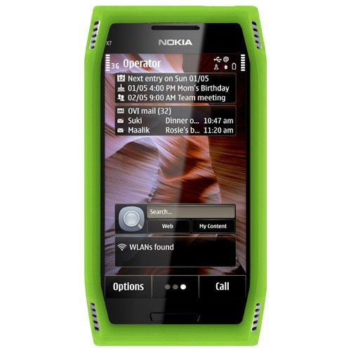 Amzer Green Silicone Case for Nokia X7-00 - Anti-Dust, Scratch-Free & Stylish