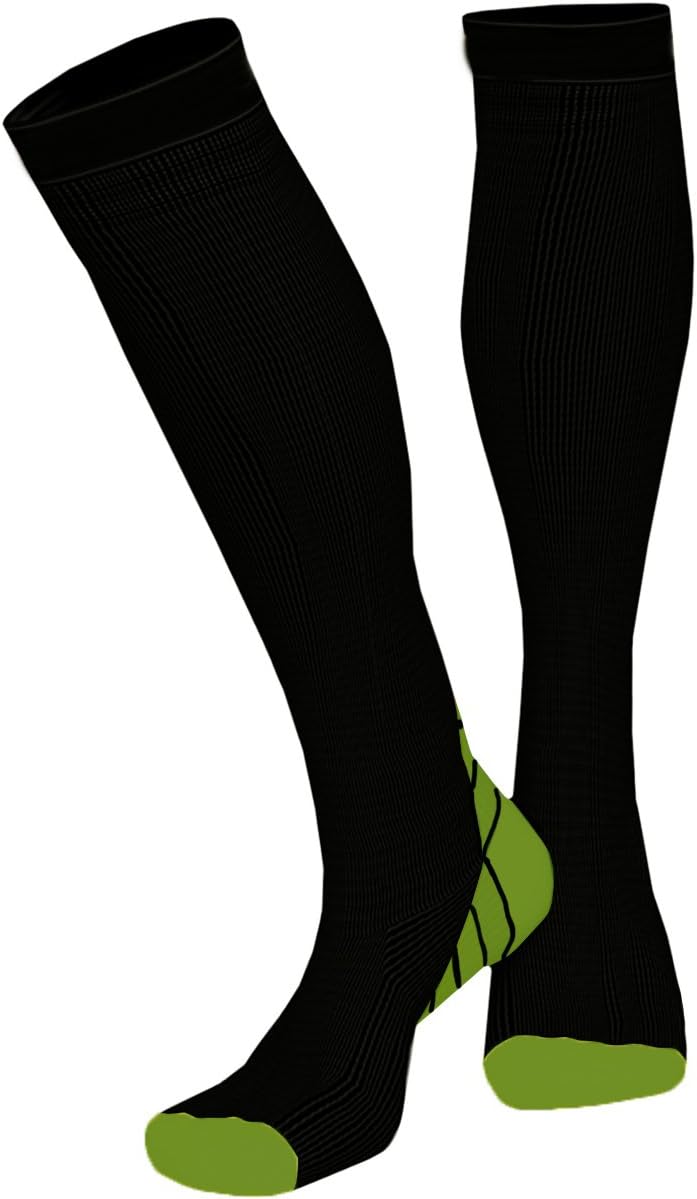 Women's 25-30mmHg Compression Socks - Black/Olive Green, Small