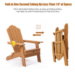 Oversized Folding Adirondack Chair with Pullout Ottoman & Cup Holder