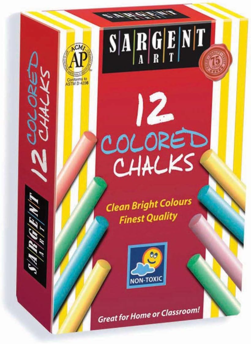 3-Pack Dustless Chalk Set - 12 Smooth, Bright Colors - Home & Classroom