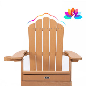 Oversized Folding Adirondack Chair with Pullout Ottoman & Cup Holder