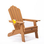 Oversized Folding Adirondack Chair with Pullout Ottoman & Cup Holder