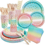 Pink and Gold-Pastel Party Supplies - 168PCS, Serves 24