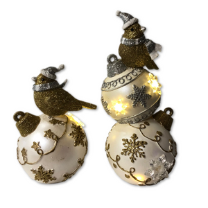 2 Piece Glittered Cardinals on Ornaments by Valerie