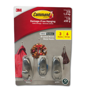 3M Command Hanging Hooks or Strips, 3-pack - Damaged Box