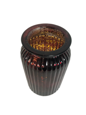 7" Mercury Glass Cup with Textured Lattice Design, Illuminated