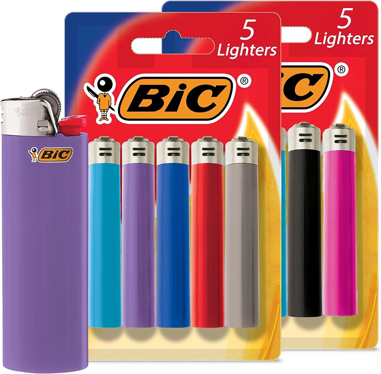 BIC Classic Pocket Lighter, Assorted Colors, Pack of 5 Lighters