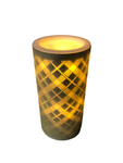 8" Flameless Candle with Remote Control, Plaid Design