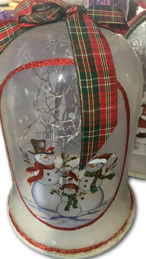 9" Illuminated Glass Bell with Interior Trees & Scene by Valerie