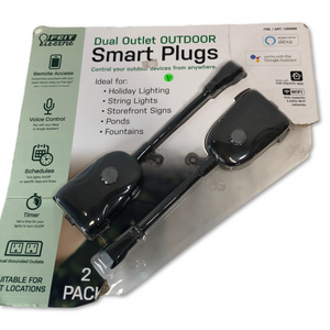 As is Feit Electric Wi-Fi Smart Outdoor Plug, 2-pack Open Box
