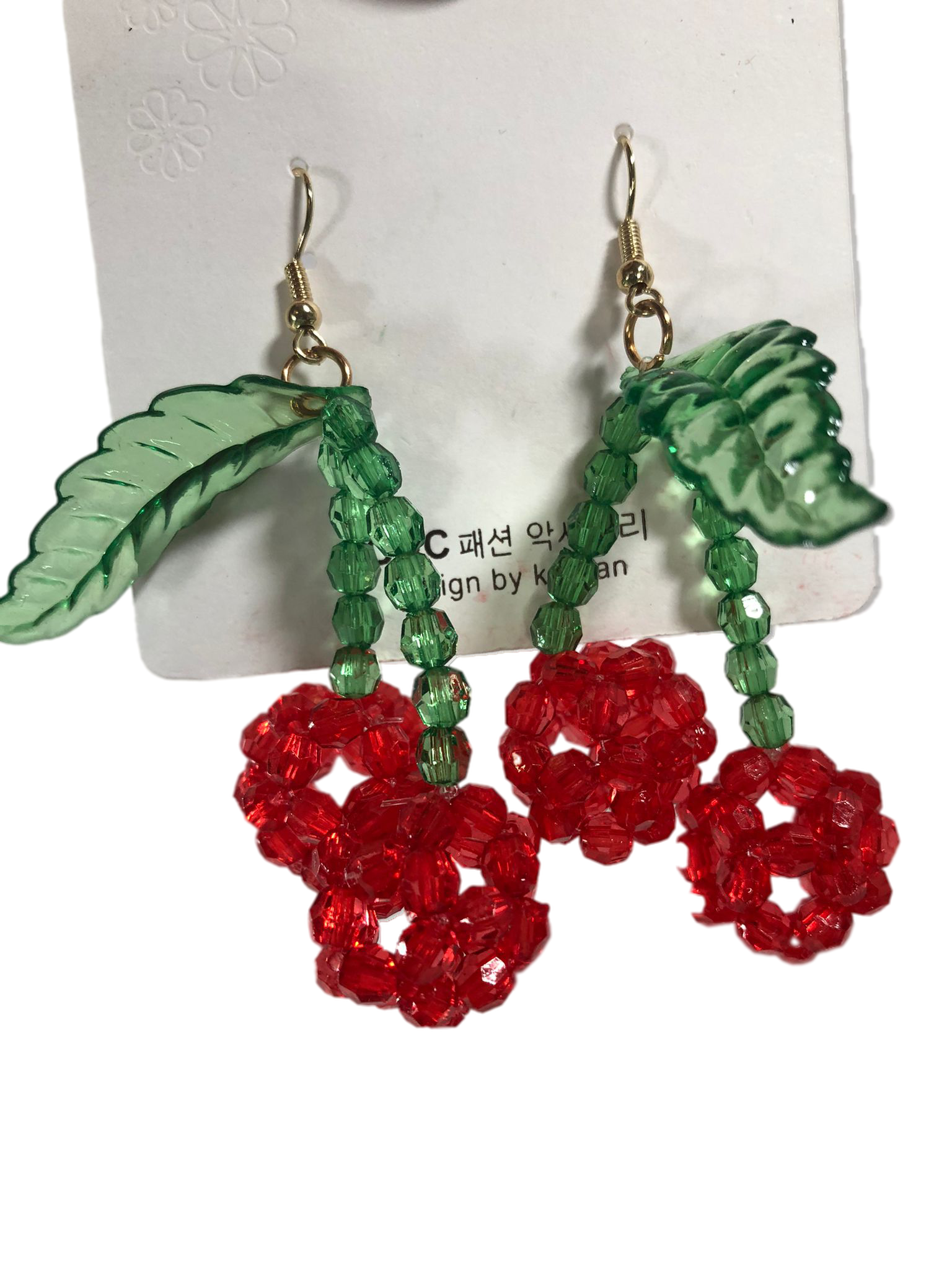 Red Cherry Dangle Earrings with Diamonds