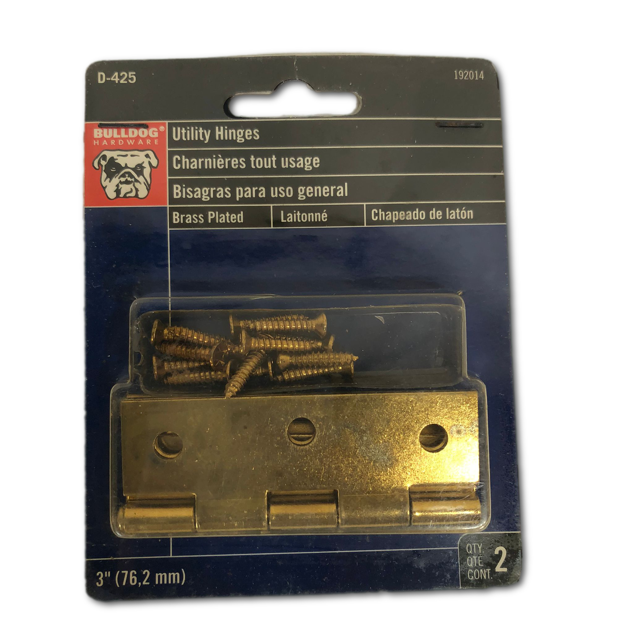 Bulldog 3in Brass Plated Utility Hinges