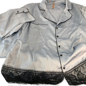 Casa Zeta-Jones Faux Silk Pajama Set with Lace Trim and Gift Box