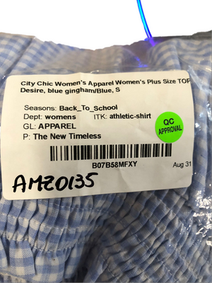 City Chic Women's Apparel Women's Plus Size TOP Desire - Blue Gingham, Small