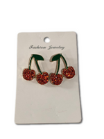 Dark Cherry Diamond-Studded Dangle Earrings