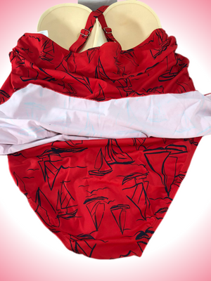 Denim & Co. Beach Scoop Neck Handkerchief Hem Swim Dress