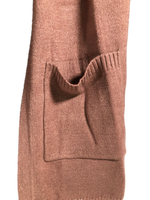 Denim & Co. Comfort Zone Regular Honey Knit Open-Front Cardigan, Maple Brown, XS