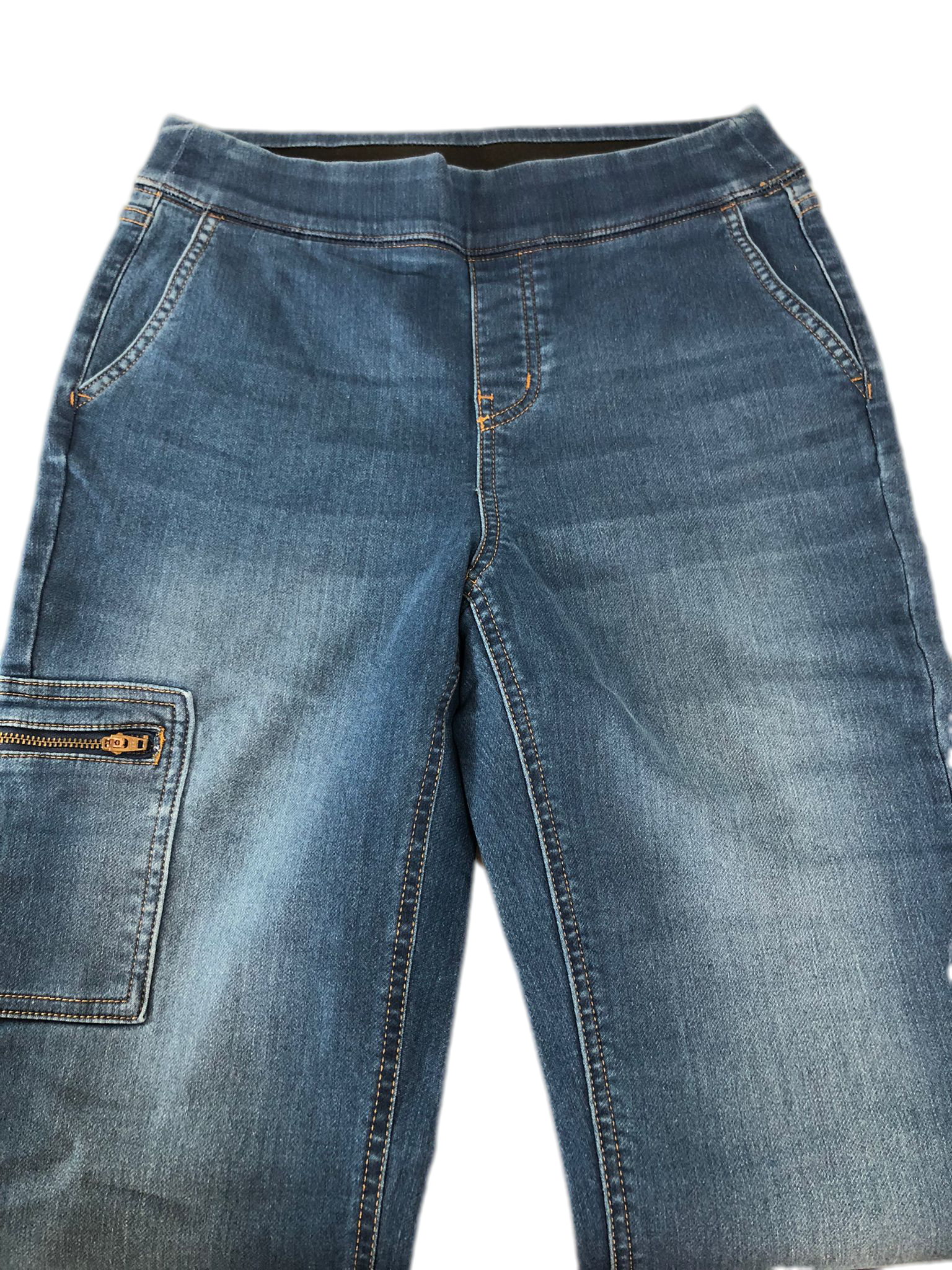 Denim & Co. Regular Comfy Knit Denim Straight Leg Pocket Jeans