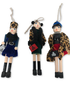 Dennis Basso S/3 "DB Girl" Nutcracker Ornaments w/ Gift Box