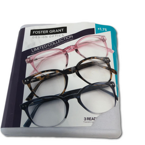 Design Optics by Foster Grant Limited Collection Reading Glasses, 3-Pack - Unboxed