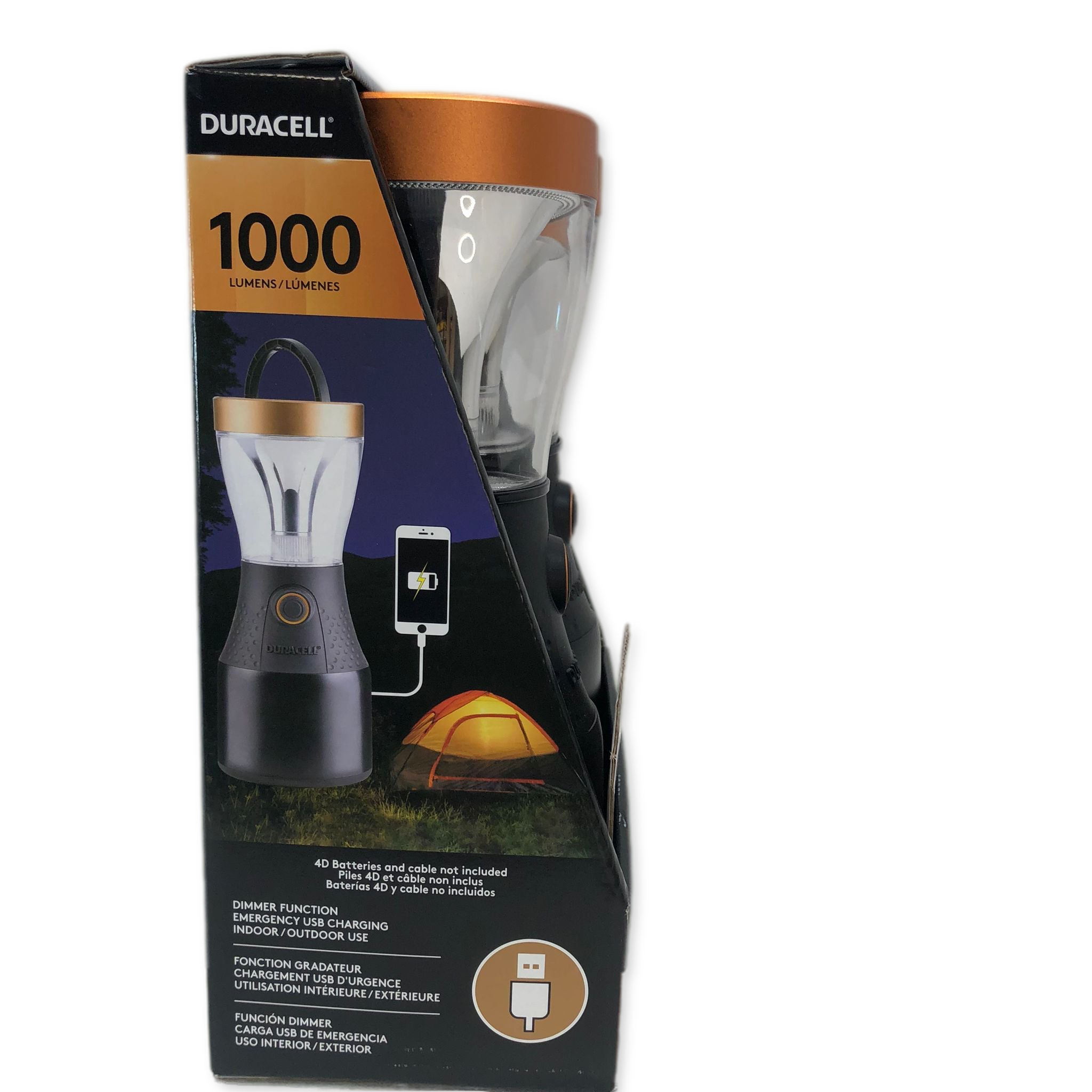 1) Duracell Lantern 2PK 1000 Lumens With USB Plug (1) Duracell Flashlight  With Batteries 3 Pack Open Box - Roller Auctions