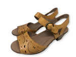 Earth Leather 2"H Laser-Cut Leather Sandals with Padded Insole