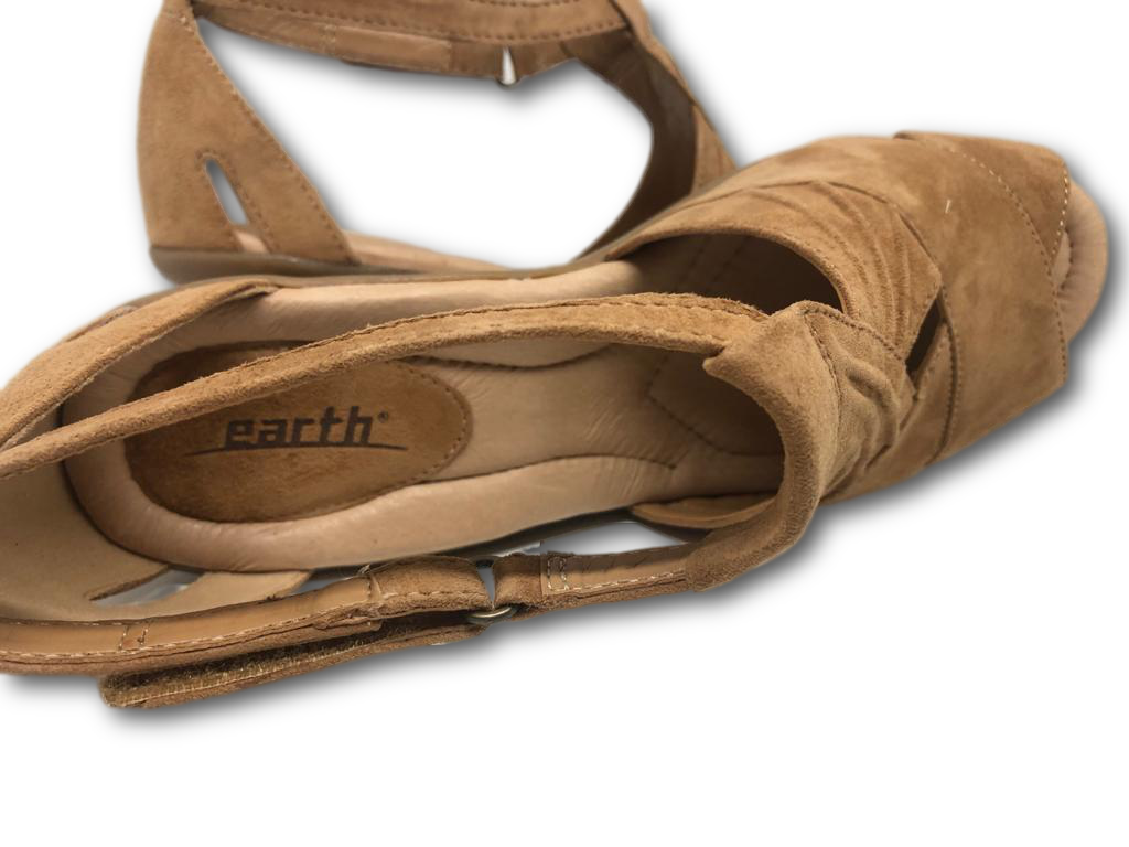 Earth Suede Peep-Toe Wedge Sandals - Curvet