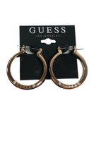 GUESS Faux Tortoise Hoop Earrings - Gold/Tortoise/Crystal, One Size