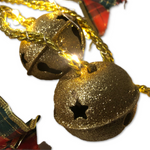 Holiday Plaid Ribbon with 3 Hanging Gold Mercury Globes Ornament with Light
