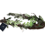 Pre-lit Frosted Greenery Garland with Pinecone & Leaf Accents - 6'L
