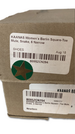 KAANAS Women's Berlin Square-Toe Mule, Snake, 6 Narrow