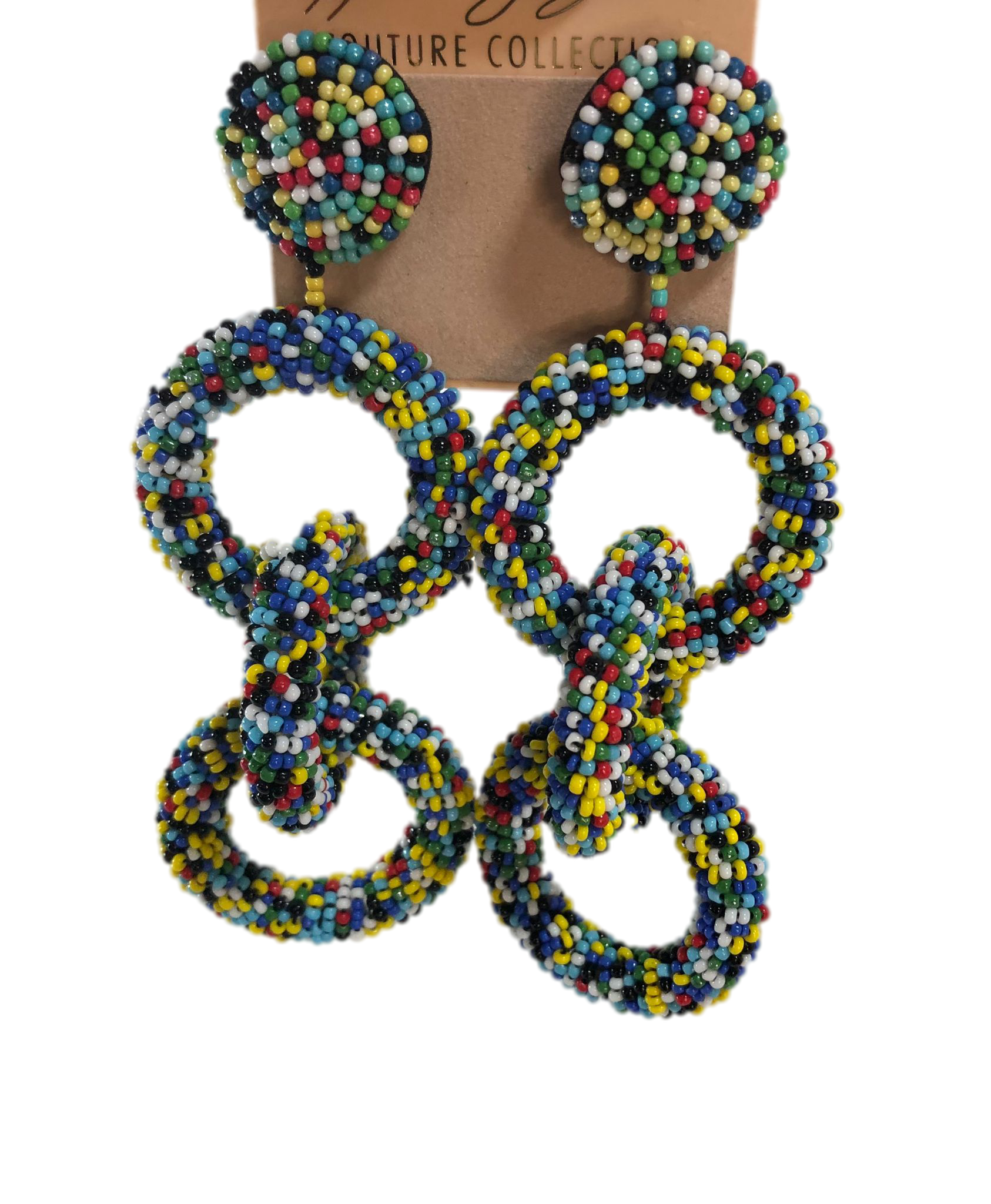 Light Multicolor Seedbead Rings Post Earrings