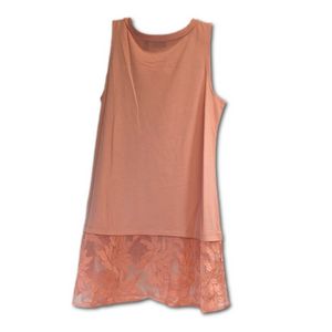 LOGO by Lori Goldstein Cotton Modal Tank with Mesh Lace Hem