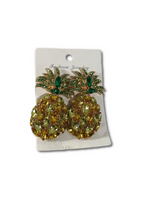 Light Color Pineapple Diamond-Studded Dangle Earrings