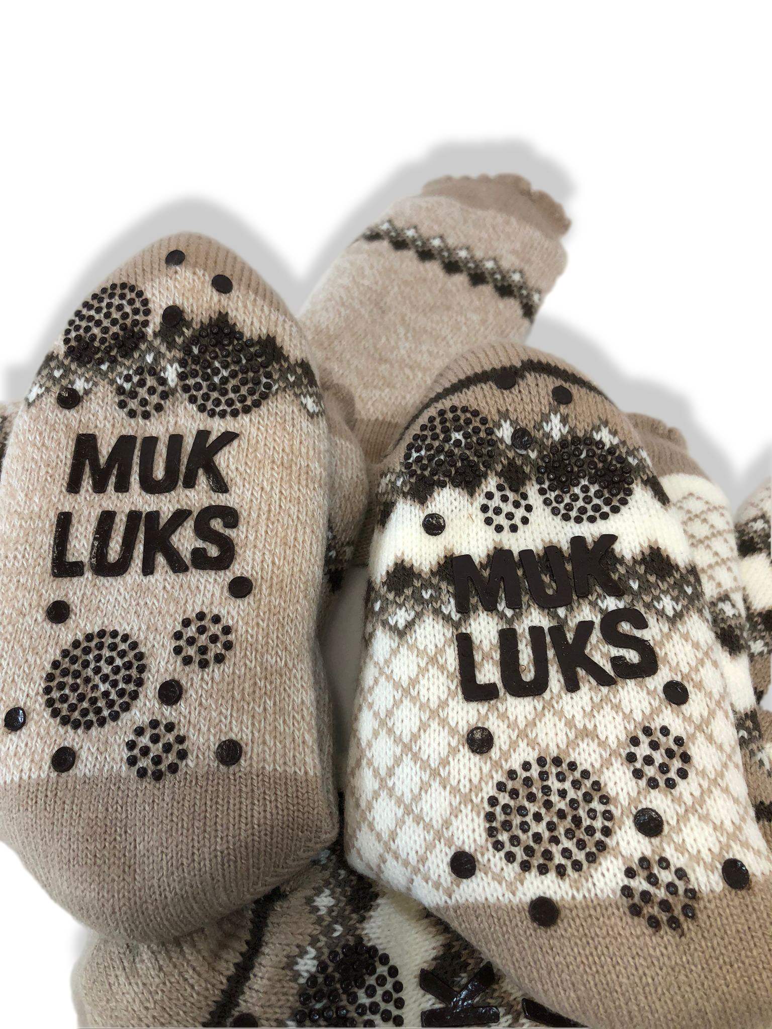 MUK LUKS Faux Shearling Cabin Sock with Scallop Trim Set of 2