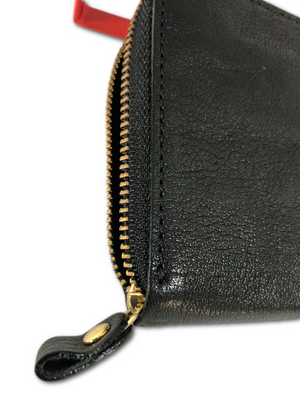 Handmade Japanese Naniwa Tochigi Leather Zipper Wallet - Black