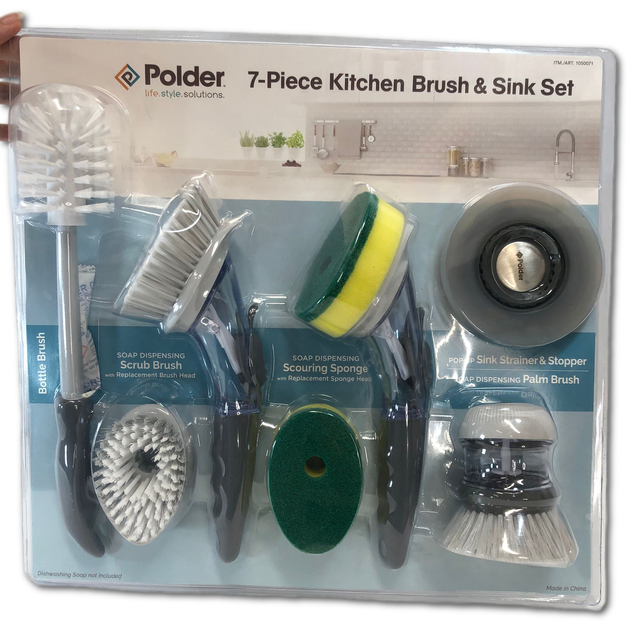 Polder 7-piece Kitchen Brush & Sink Set