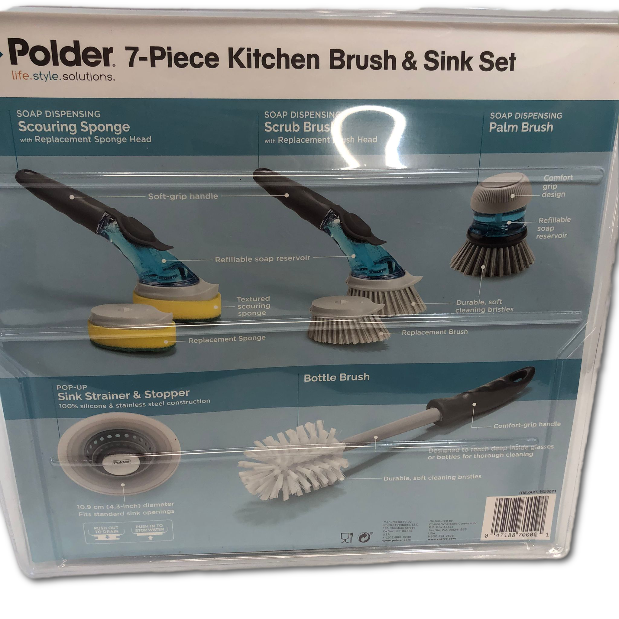 Polder 7-piece Kitchen Brush & Sink Set