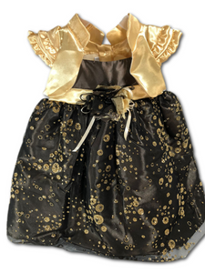 Pretty Me, USA Girls' Cap Sleeve Satin Sparkle Dress - Gold Color, Medium Size (12M)