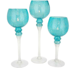 Set of 3 Crackle Glass Goblets by Valerie