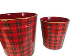 Set of 3 Plaid Round Metal Buckets by Valerie