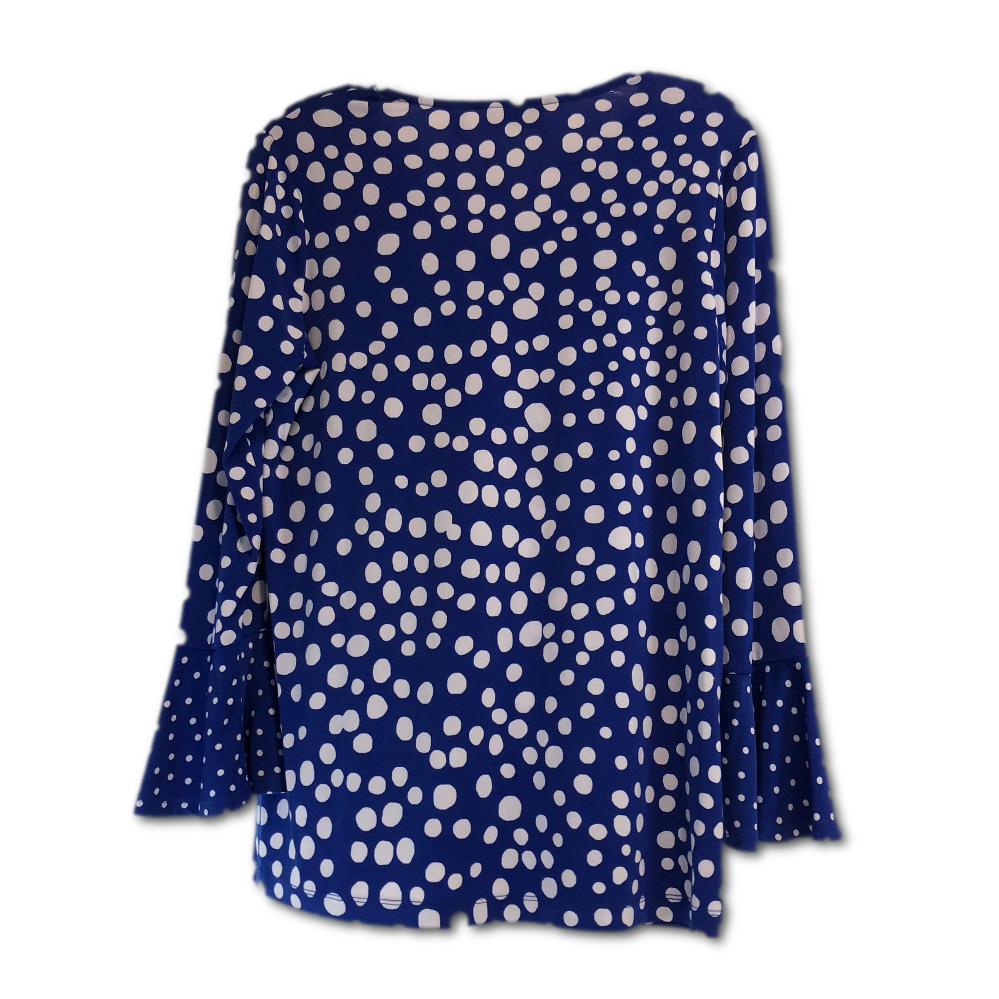 Susan Graver Printed Liquid Knit Top with Ruffle Cuffs