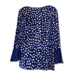 Susan Graver Printed Liquid Knit Top with Ruffle Cuffs