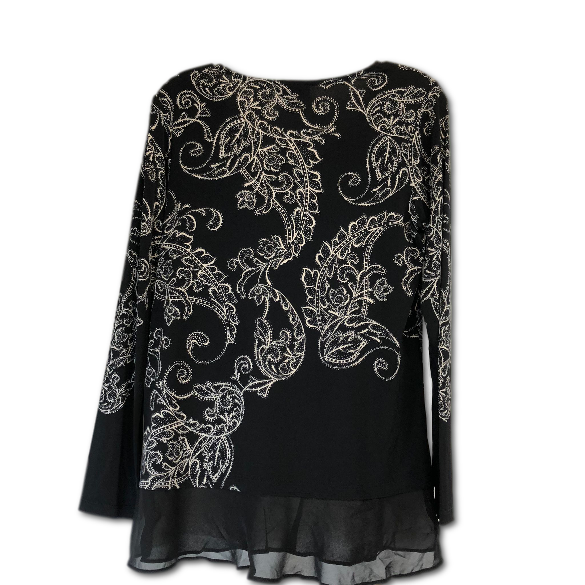 Susan Graver Printed Liquid Knit Tunic with Woven Combo