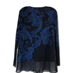 Susan Graver Printed Liquid Knit Tunic with Woven Combo