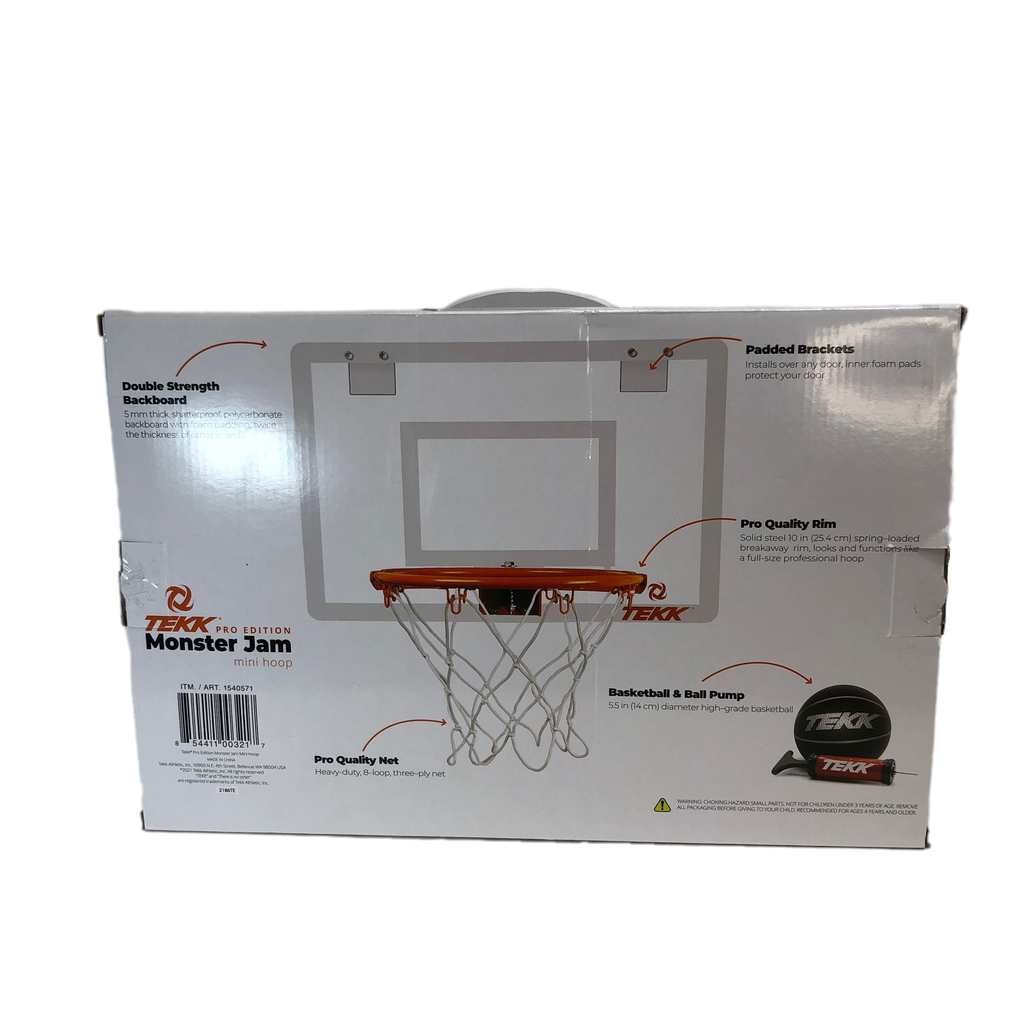 Tekk Pro Edition Monster Jam Mini Hoop 18"x12" Shatterproof  Basketball Toy