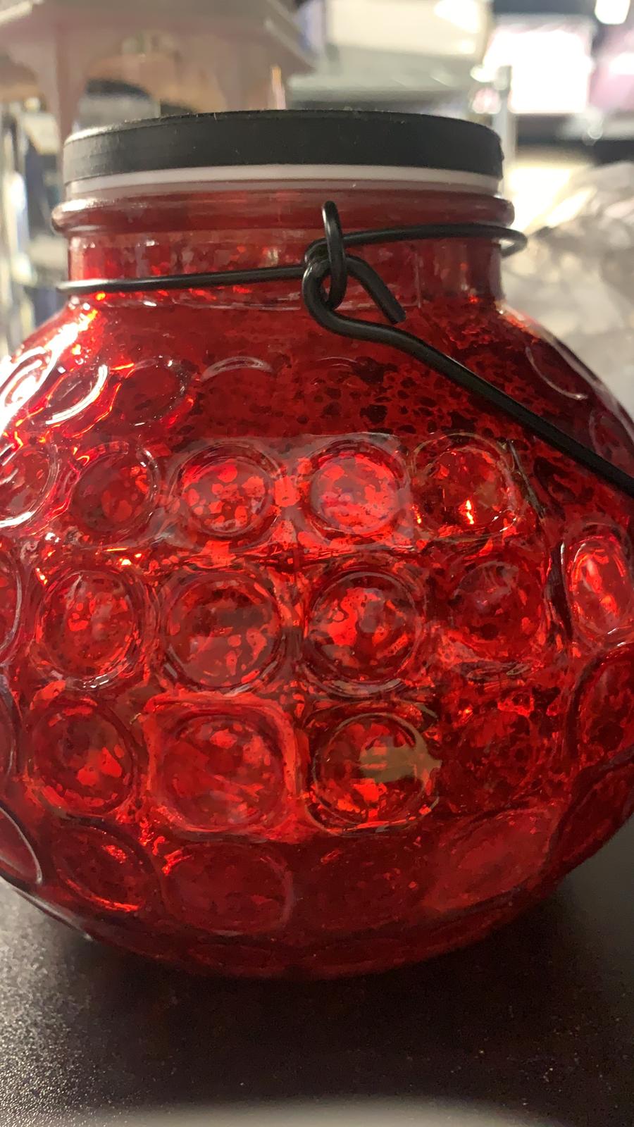 Illuminated Hammered Glass Round Lantern by Valerie