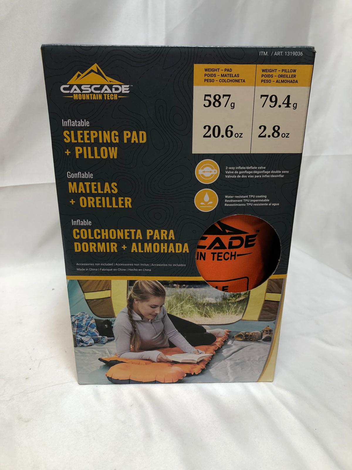 Cascade Inflatable Sleeping Pad and Pillow - Lightweight, Packable, and Durable